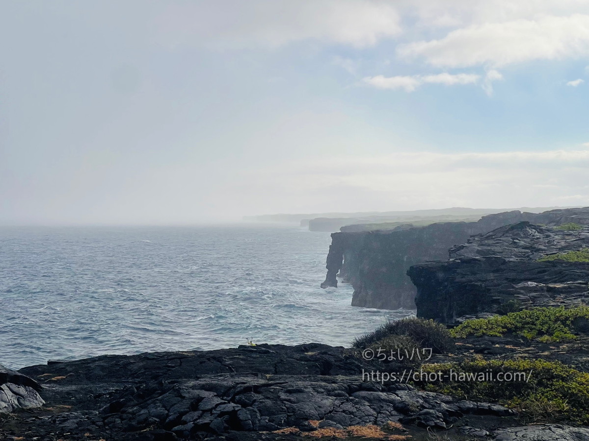 ハワイ火山国立公園（ボルケーノ）のチェーン・オブ・クレーターズ・ロードの終点エリアの景色
