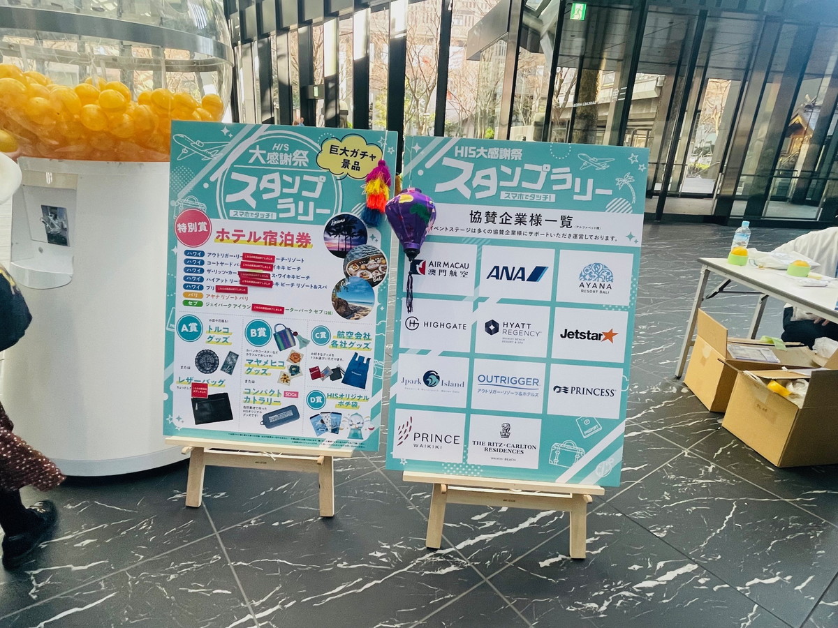 HIS大感謝祭のスタンプラリーの景品一覧
