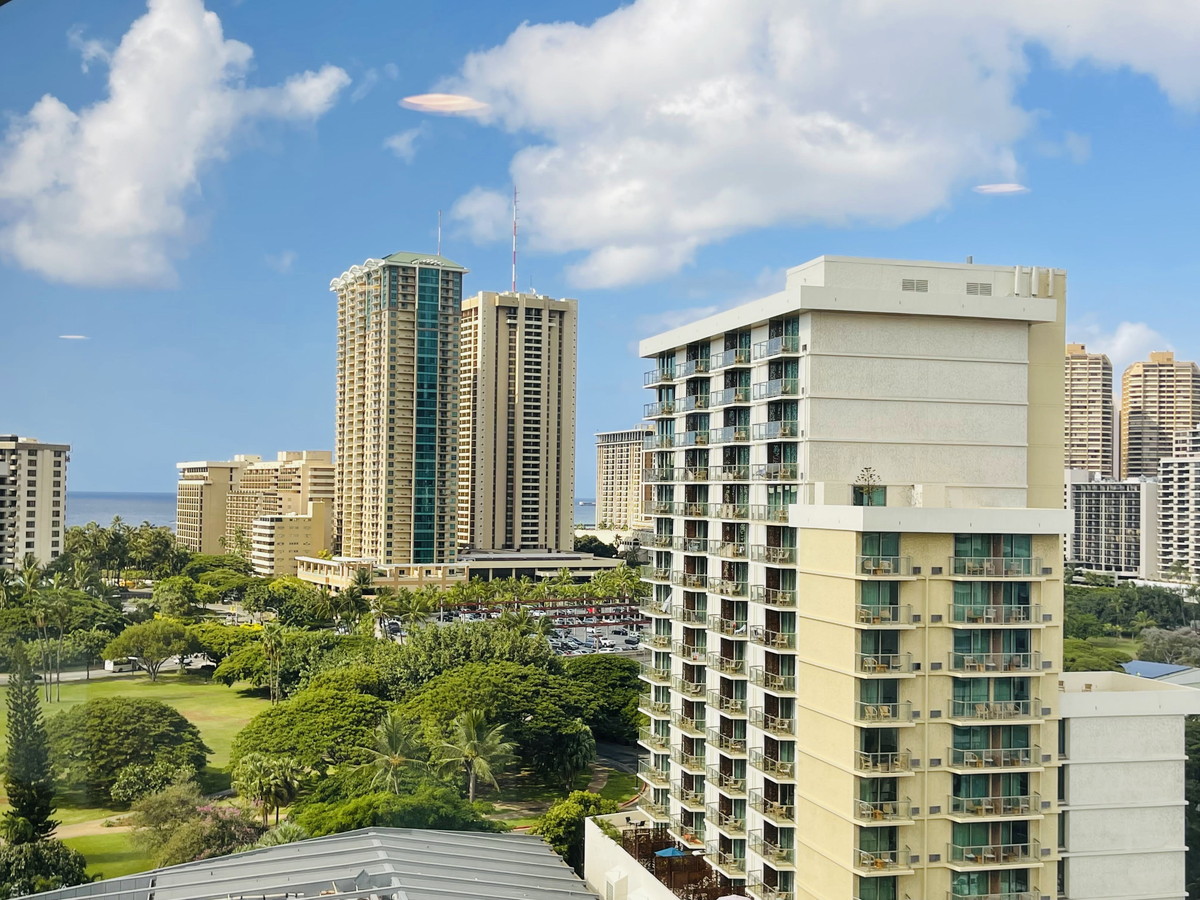 ホテルラクロワワイキキのモンキーポッドラウンジからの景色