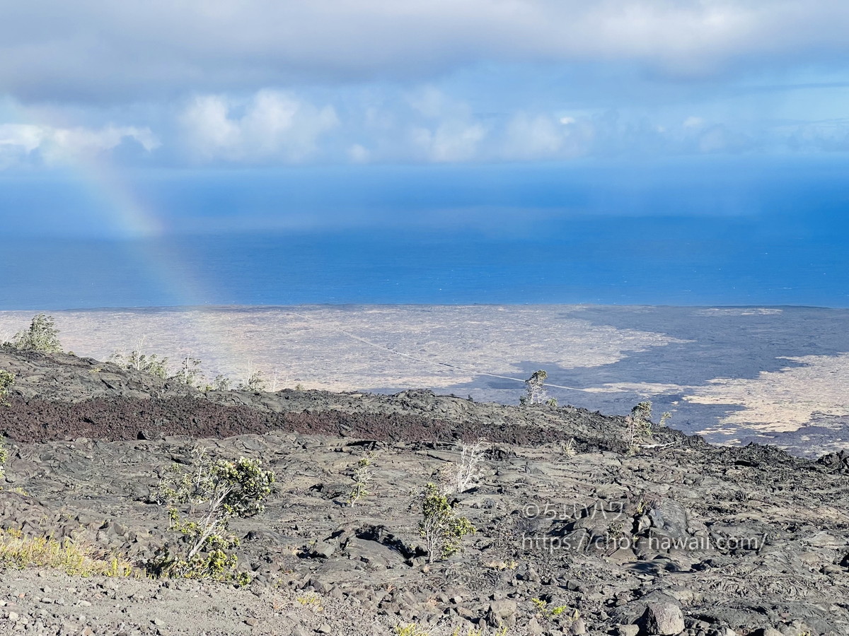 ハワイ火山国立公園（ボルケーノ）のチェーン・オブ・クレーターズ・ロードから見下ろす海に続く絶景